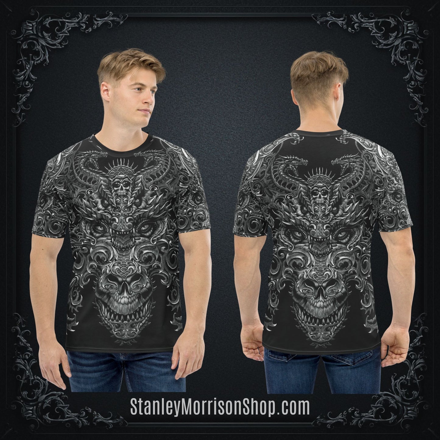 Ornate Dragon Men's t-shirt - Free USA Shipping