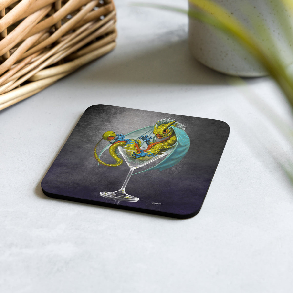Martini Dragon Cork-back coaster - Free USA Shipping - Buy 4 get 20% off using code coaster4