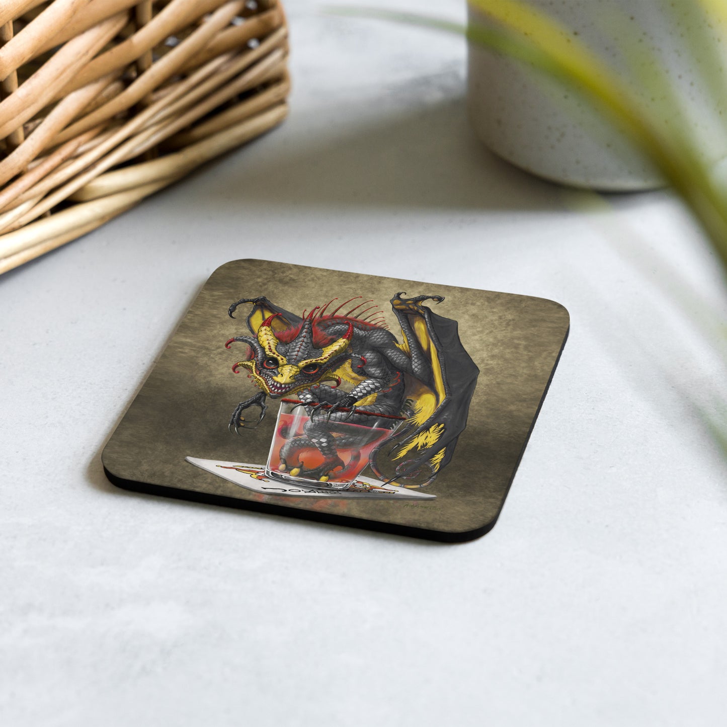 Joker Card Dragon Cork-back coaster - Free USA Shipping - Buy 4 get 20% off using code coaster4