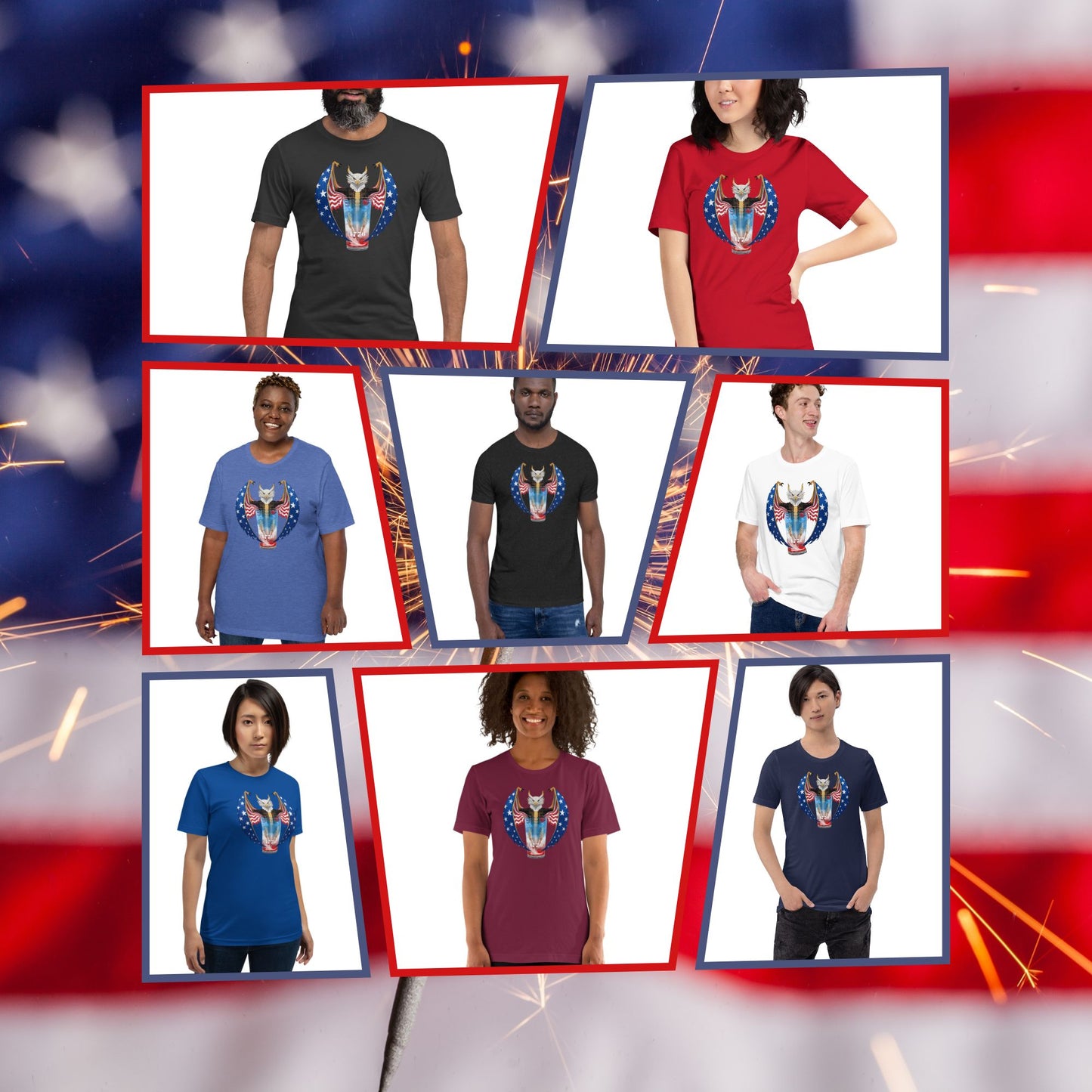 Red White Blue Cocktail Dragon Unisex t-shirt