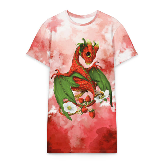 Strawberry Dragon t-shirt dress (Cotton) - Free USA Shipping