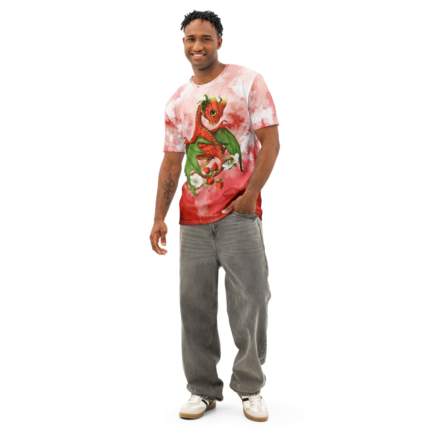 Strawberry Dragon Men’s cotton crew neck t-shirt - Free USA Shipping