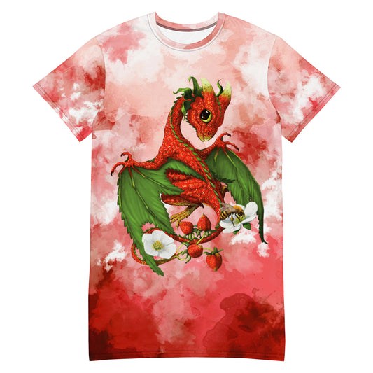 Strawberry Dragon T-shirt dress (polyester & spandex) Free USA Shipping