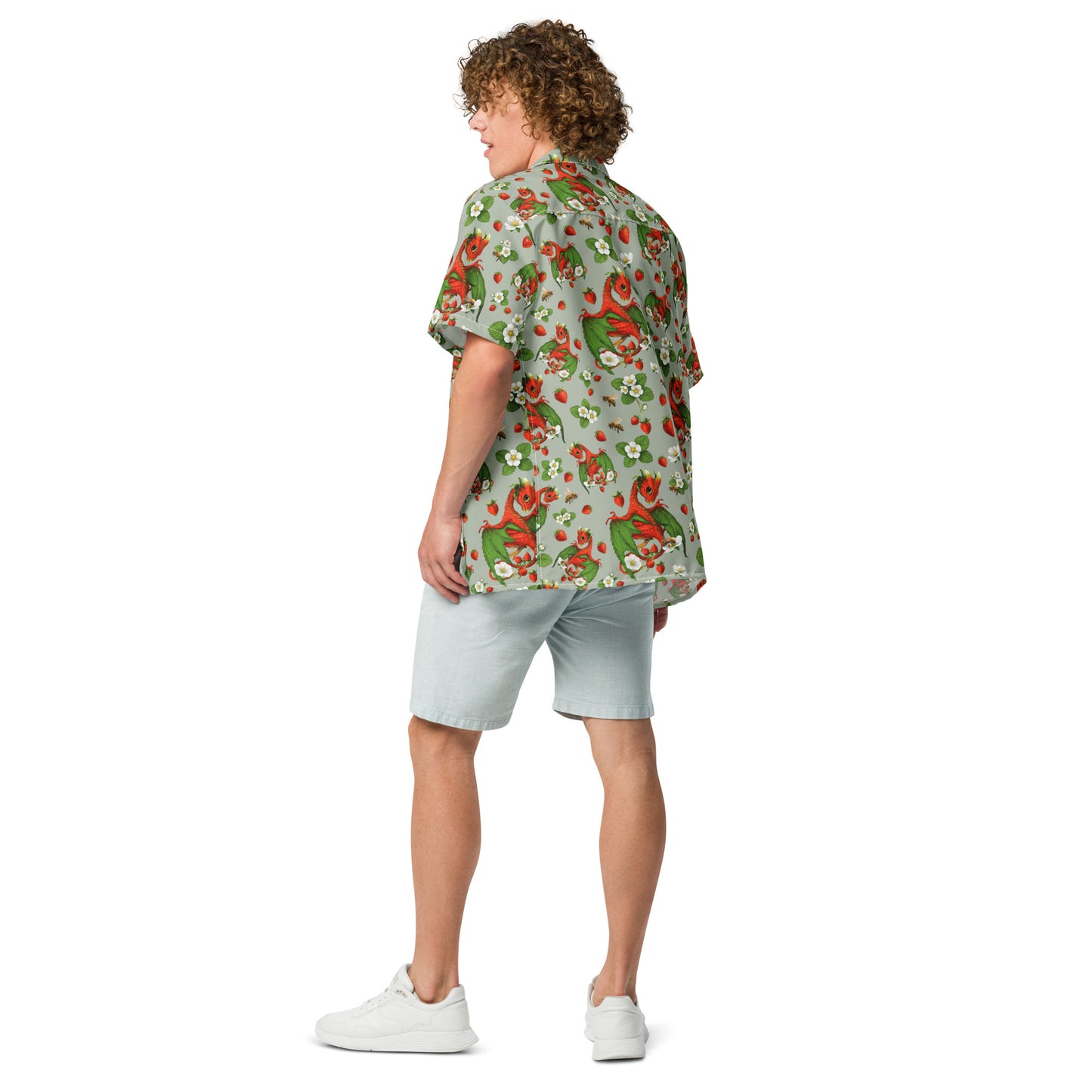 Strawberry Dragon Unisex button shirt - Free USA Shipping