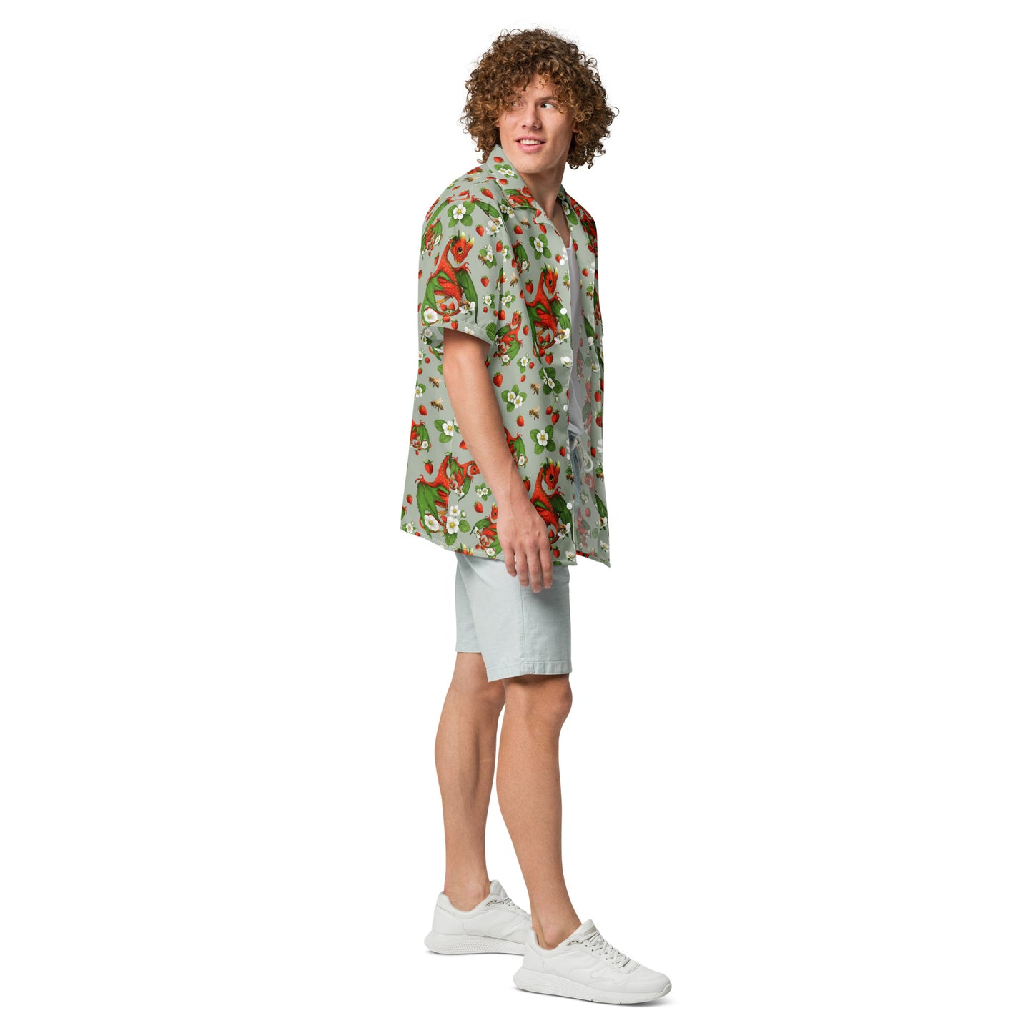 Strawberry Dragon Unisex button shirt - Free USA Shipping