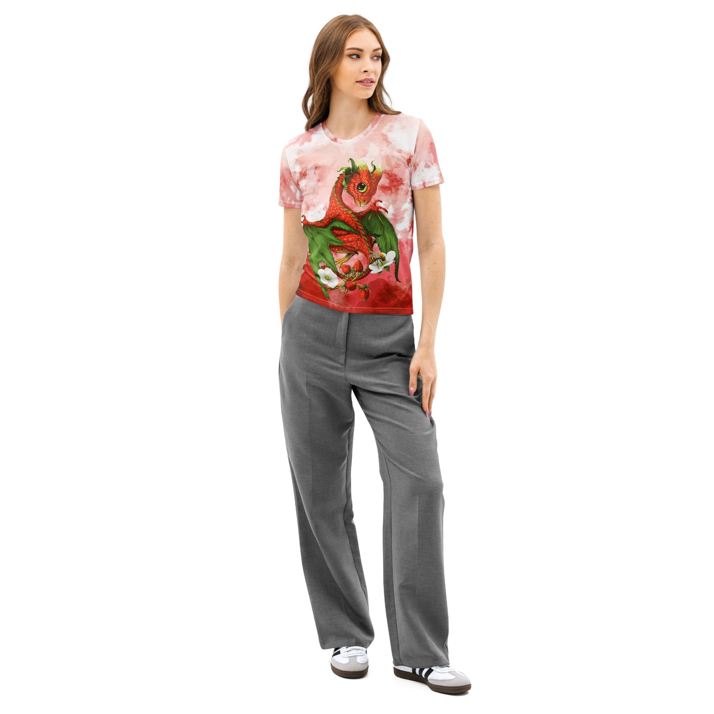 Strawberry Dragon Women’s cotton crew neck t-shirt - Free USA Shipping