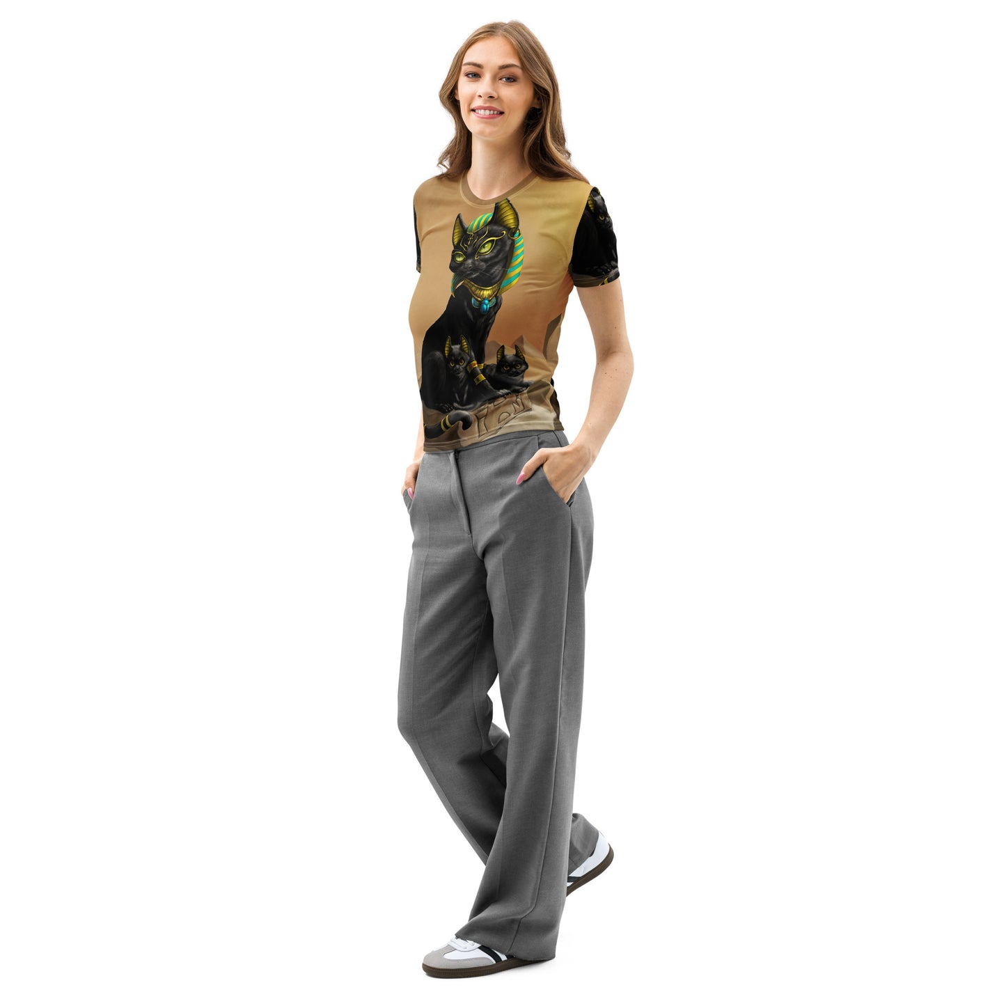 Bastet Women’s cotton crew neck t-shirt - Free USA Shipping