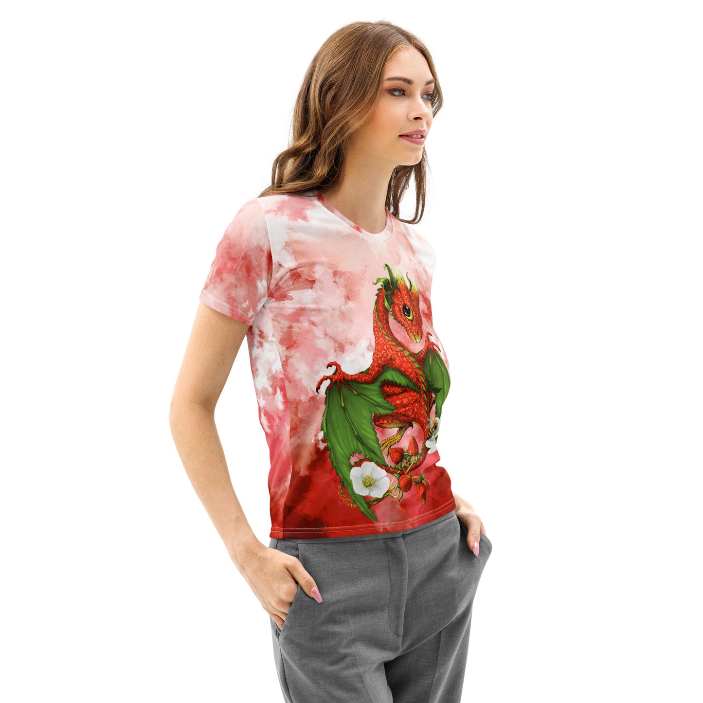 Strawberry Dragon Women’s cotton crew neck t-shirt - Free USA Shipping