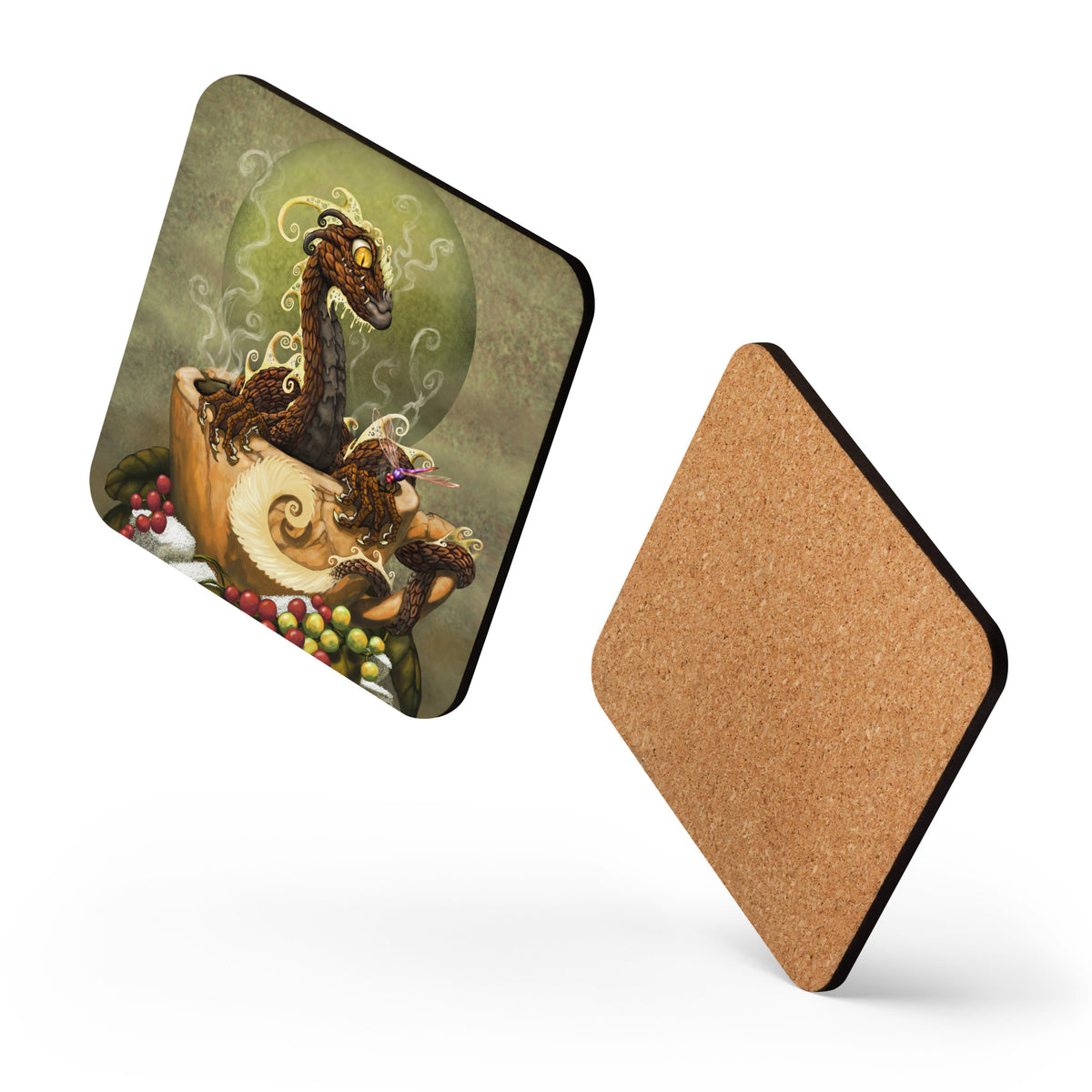 Coffee Dragon Cork-back coaster - Free USA Shipping - Buy 4 get 20% off using code coaster4