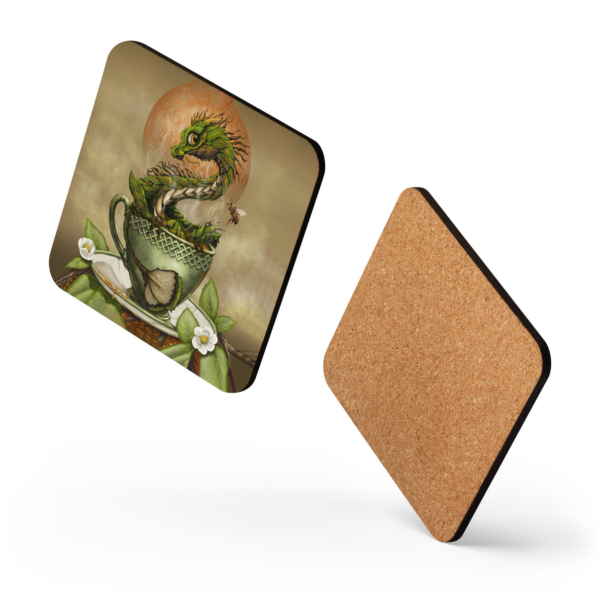 Tea Dragon Cork-back coaster - Free USA Shipping - Buy 4 get 20% off using code coaster4