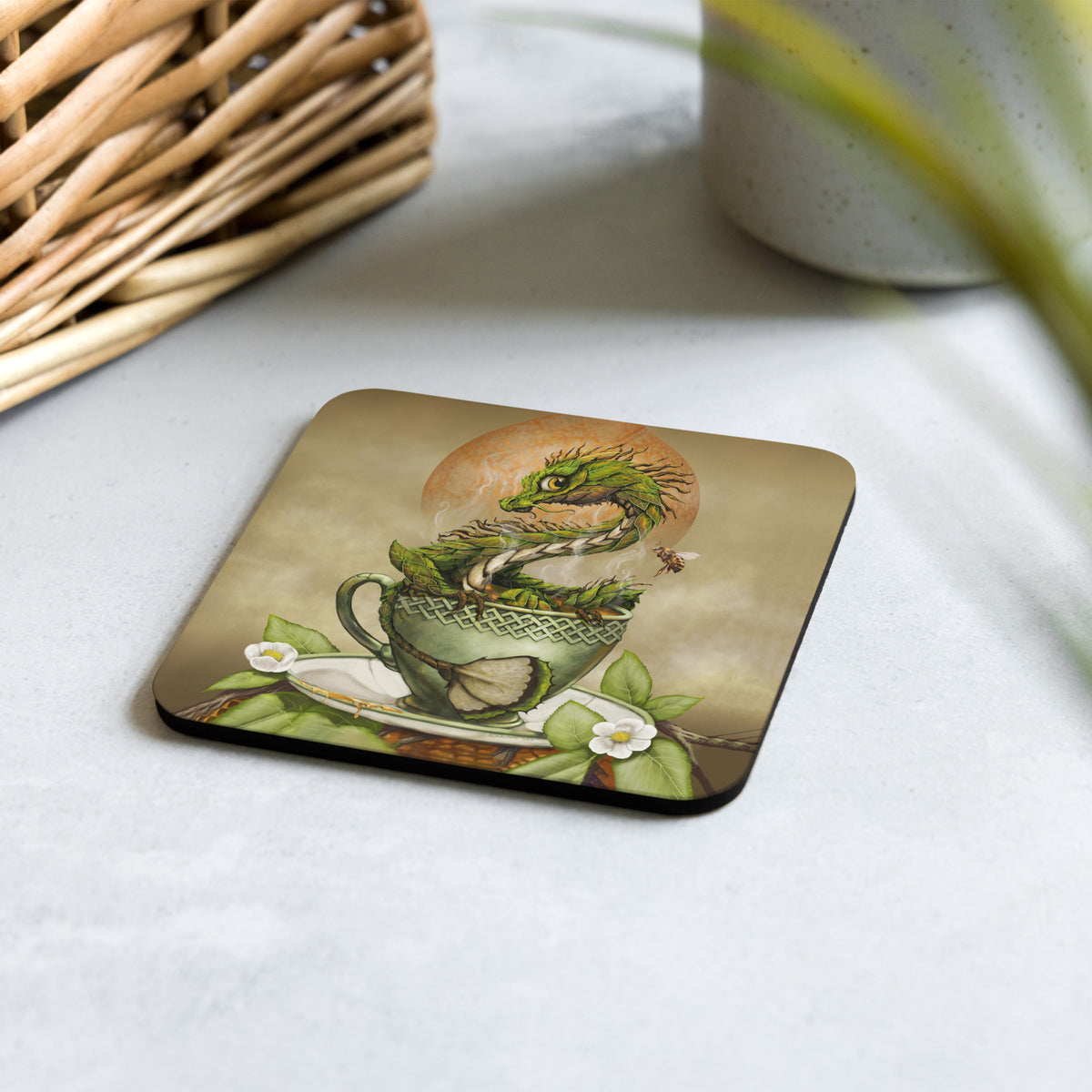 Tea Dragon Cork-back coaster - Free USA Shipping - Buy 4 get 20% off using code coaster4