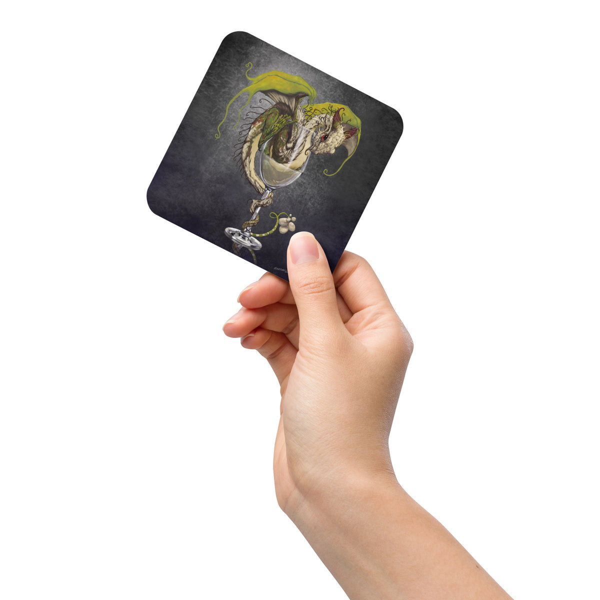 White Wine Dragon Cork-back coaster - Free USA Shipping - Buy 4 get 20% off using code coaster4