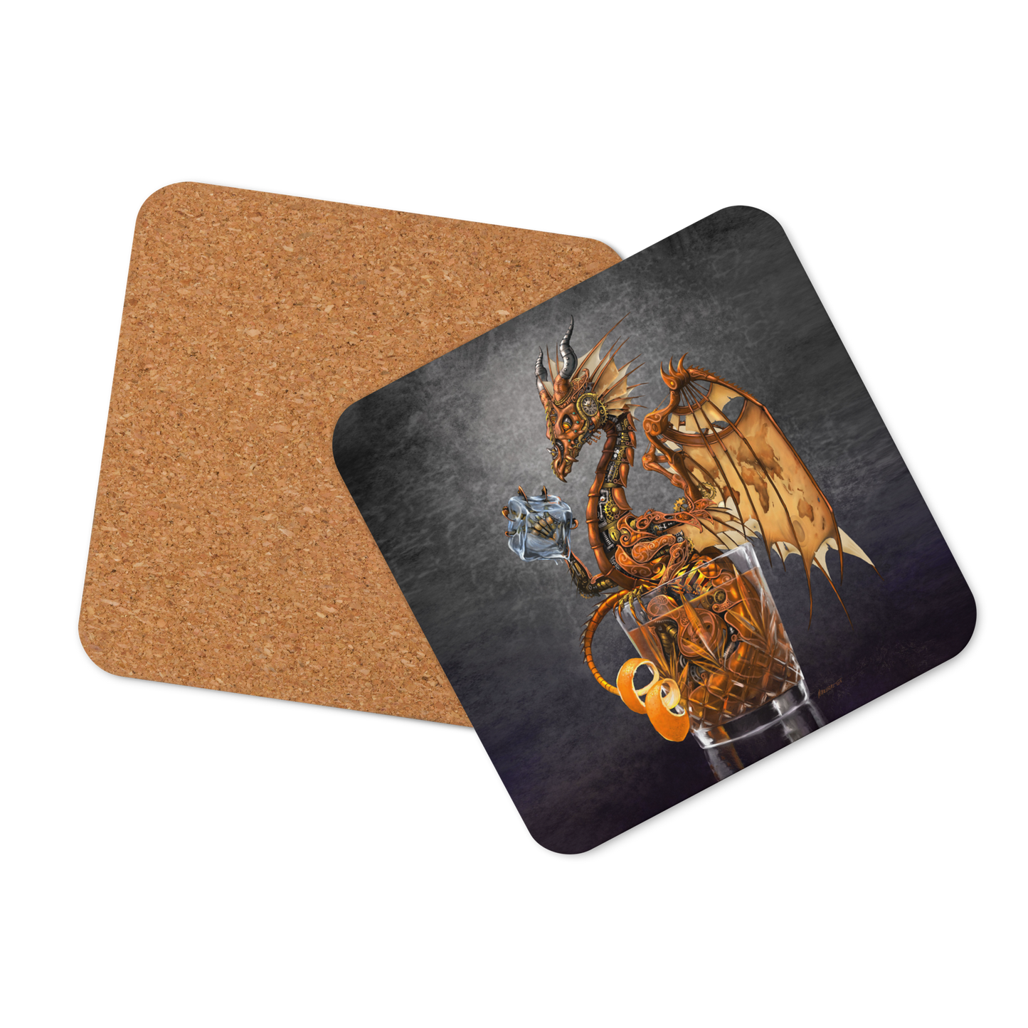 Old Fashioned Dragon Cork-back coaster - Free USA Shipping - Buy 4 get 20% off using code coaster4