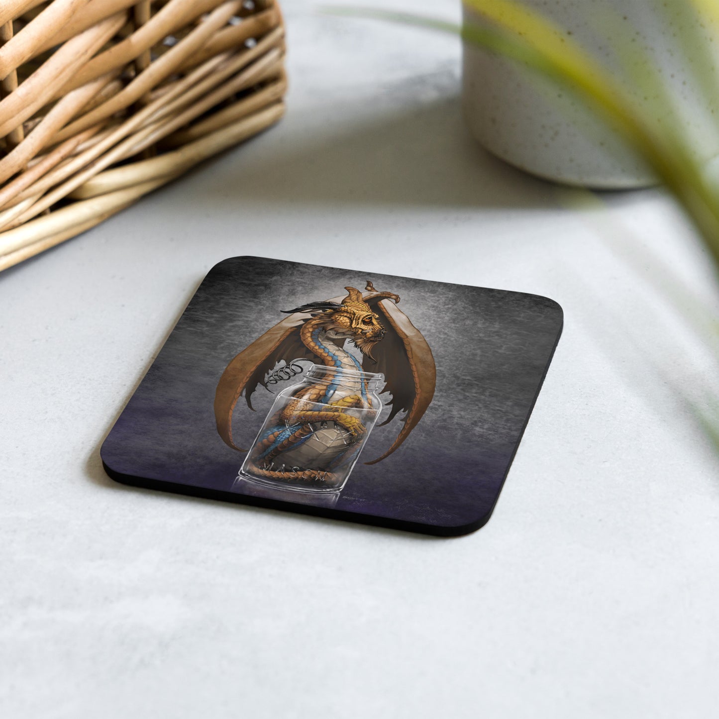 Moonshine Dragon Cork-back coaster - Free USA Shipping - Buy 4 get 20% off using code coaster4