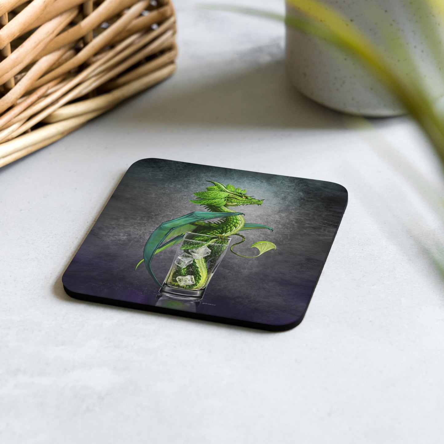 Mojito Dragon Cork-back coaster  - Free USA Shipping - Buy 4 get 20% off using code coaster4