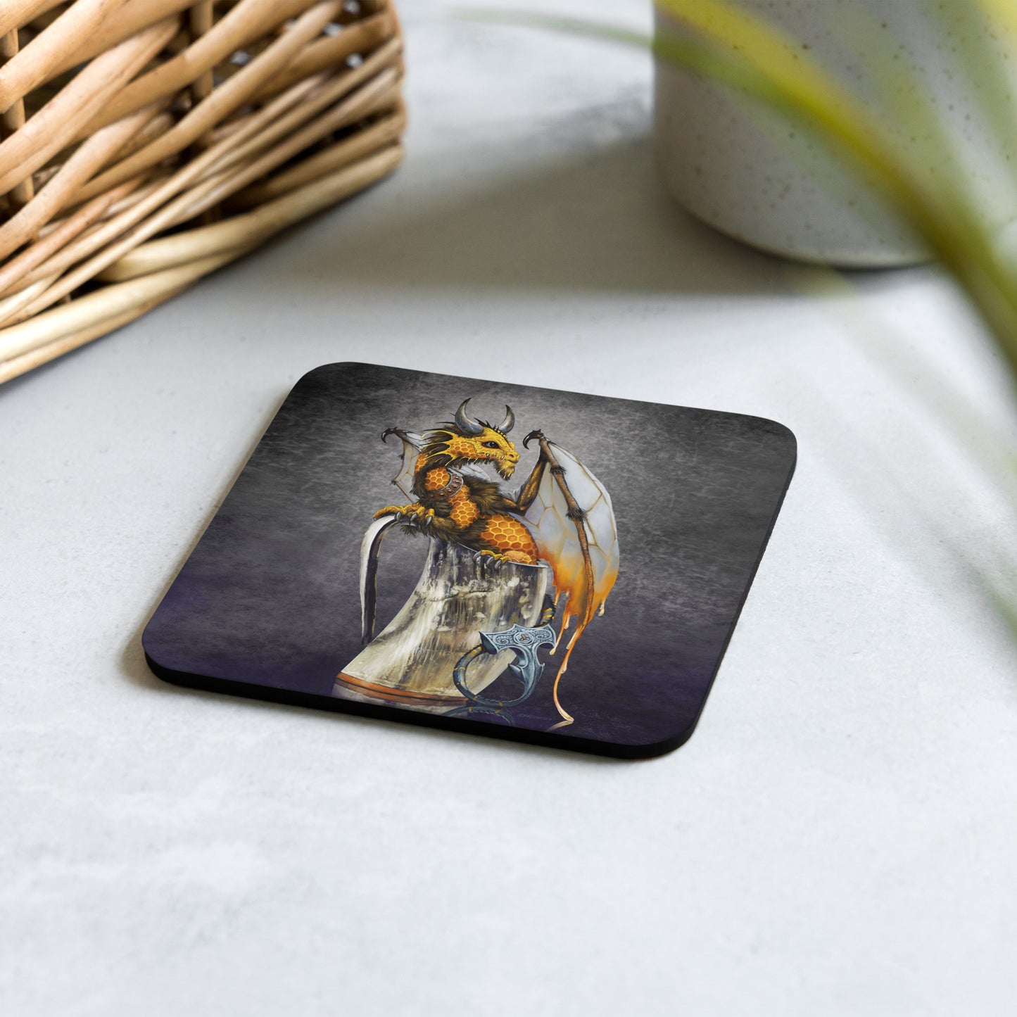 Mead Dragon Cork-back coaster - Free USA Shipping - Buy 4 get 20% off using code coaster4