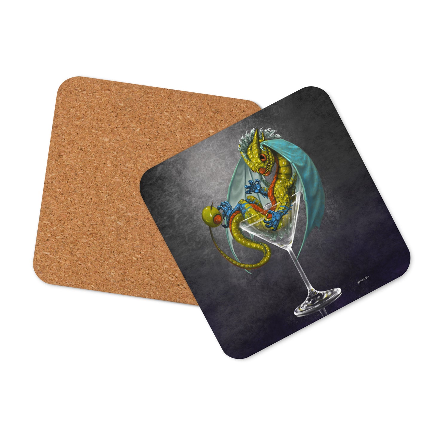Martini Dragon Cork-back coaster - Free USA Shipping - Buy 4 get 20% off using code coaster4