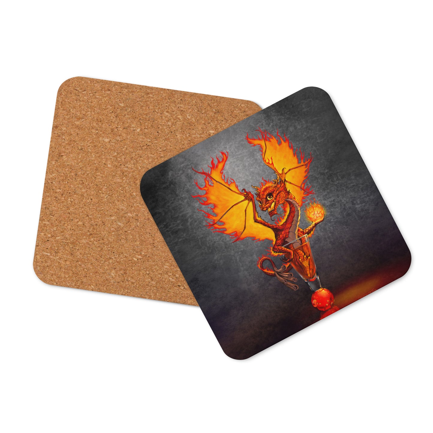 Fireball Dragon Cork-back coaster - Free USA Shipping - Buy 4 get 20% off using code coaster4