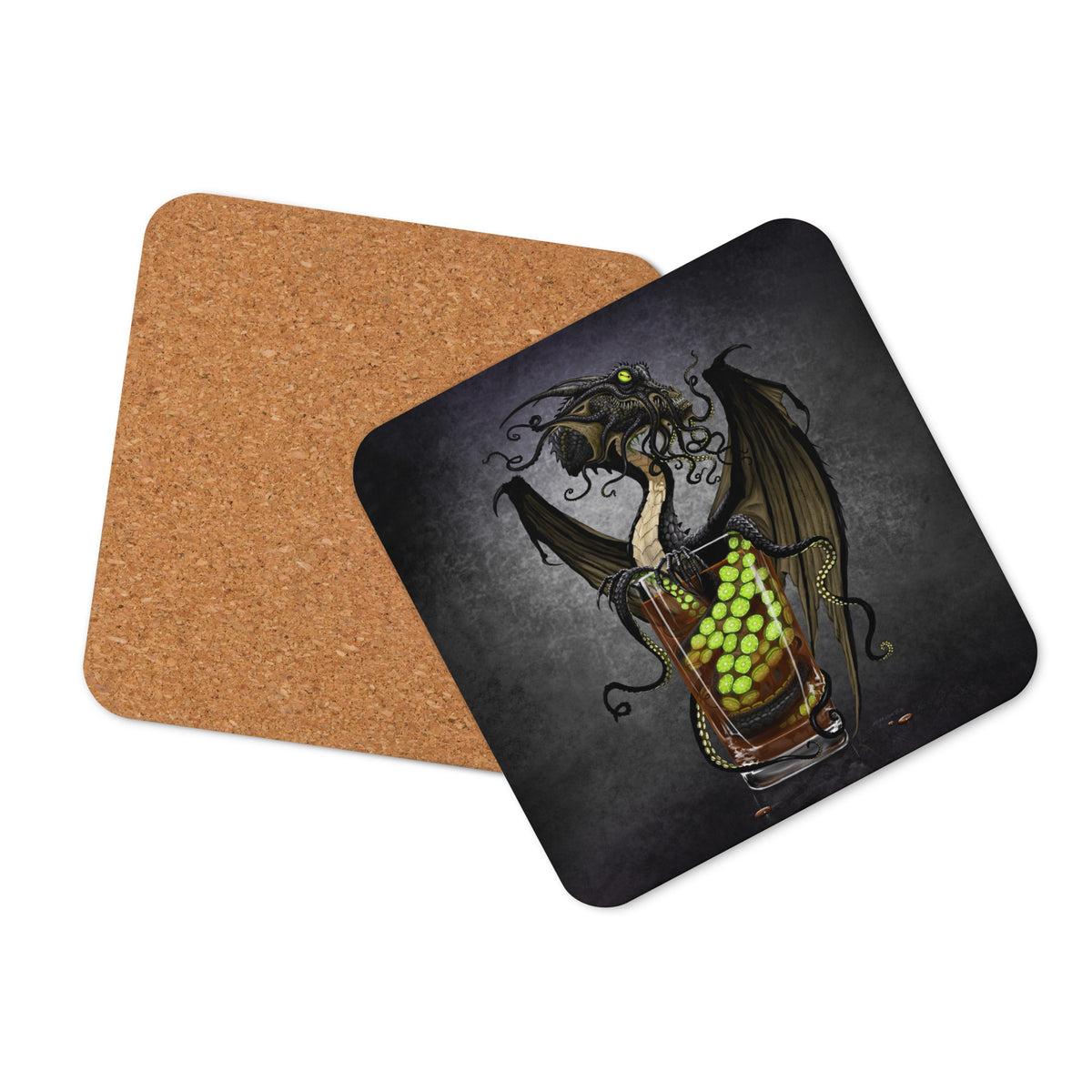 Kraken Storm Dragon Cork-back coaster - Free USA Shipping - Buy 4 get 20% off using code coaster4