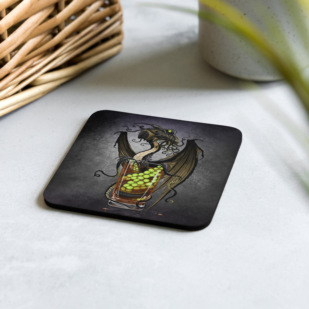 Kraken Storm Dragon Cork-back coaster - Free USA Shipping - Buy 4 get 20% off using code coaster4