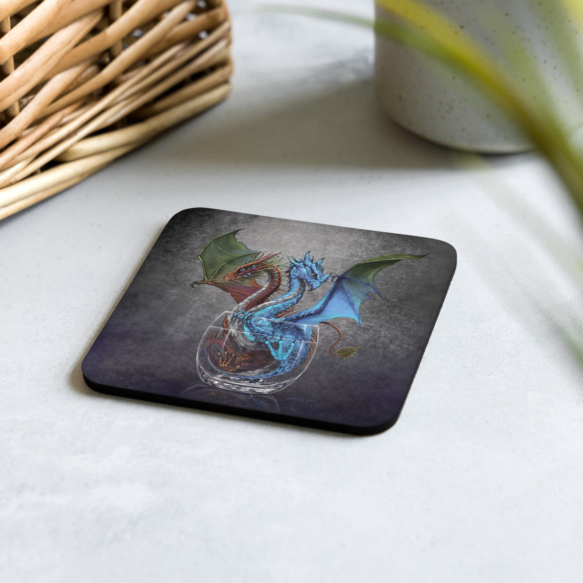 Gin & Tonic Dragon Cork-back coaster - Free USA Shipping - Buy 4 get 20% off using code coaster4