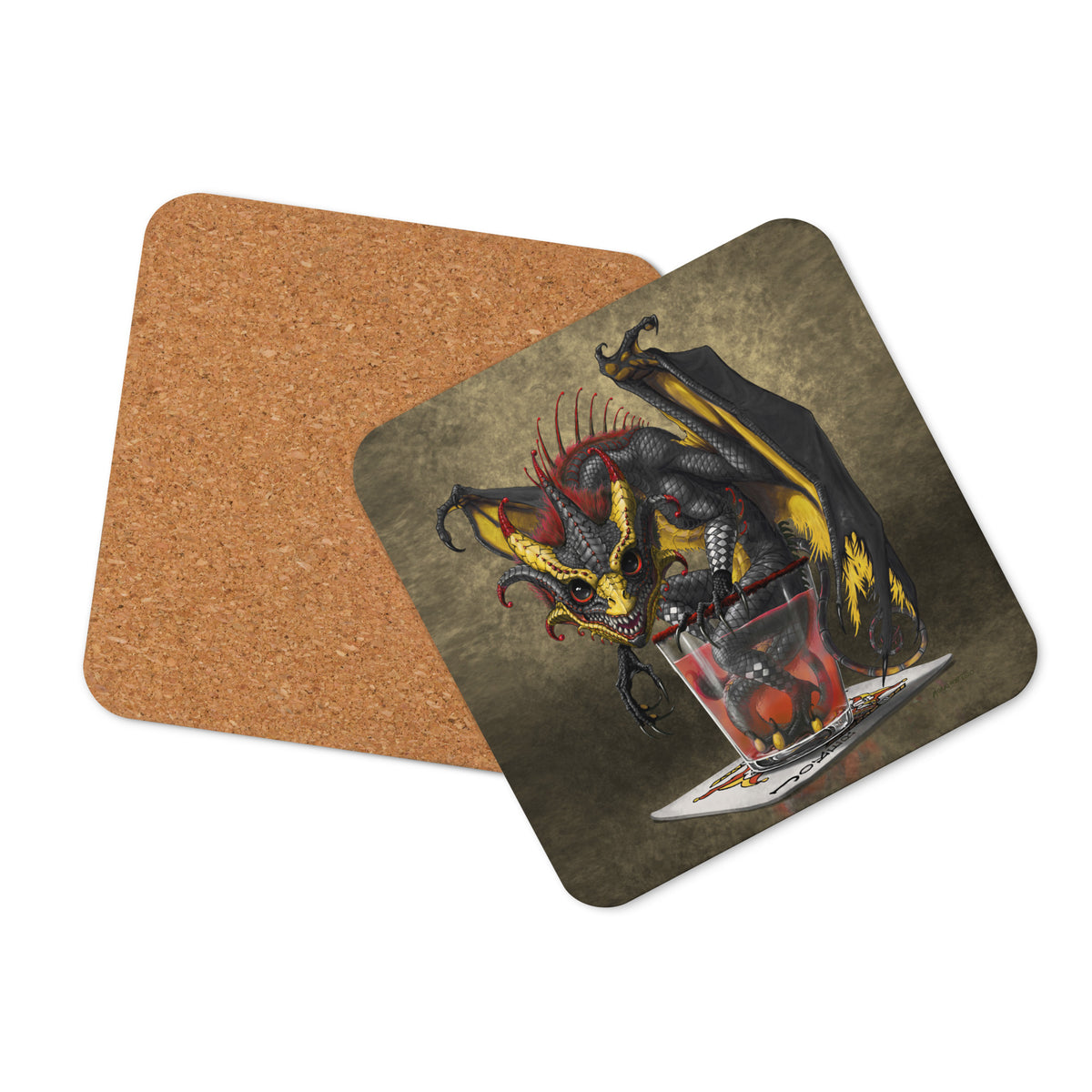Joker Card Dragon Cork-back coaster - Free USA Shipping - Buy 4 get 20% off using code coaster4