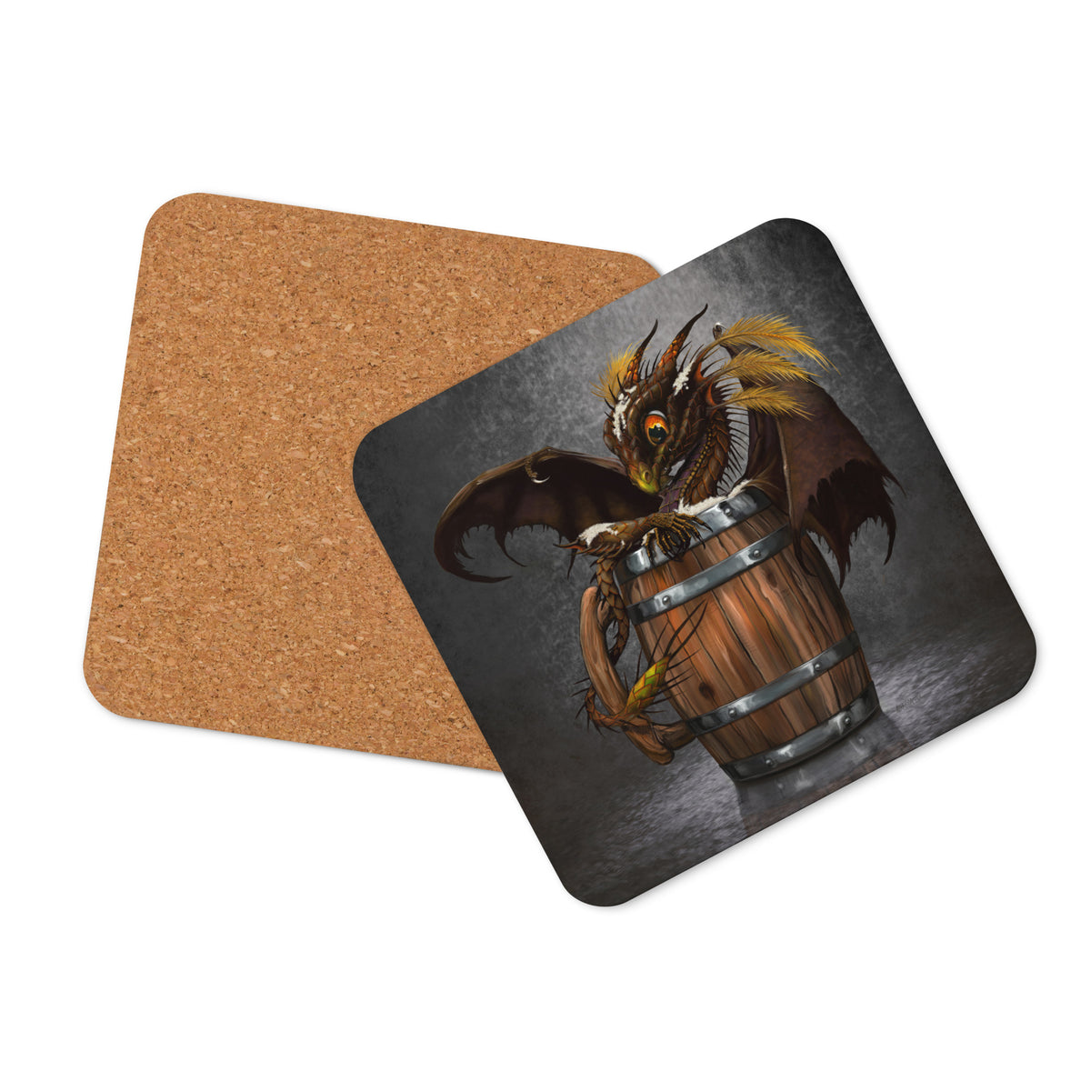Dark Beer Dragon Cork-back coaster - Free USA Shipping - Buy 4 get 20% off using code coaster4