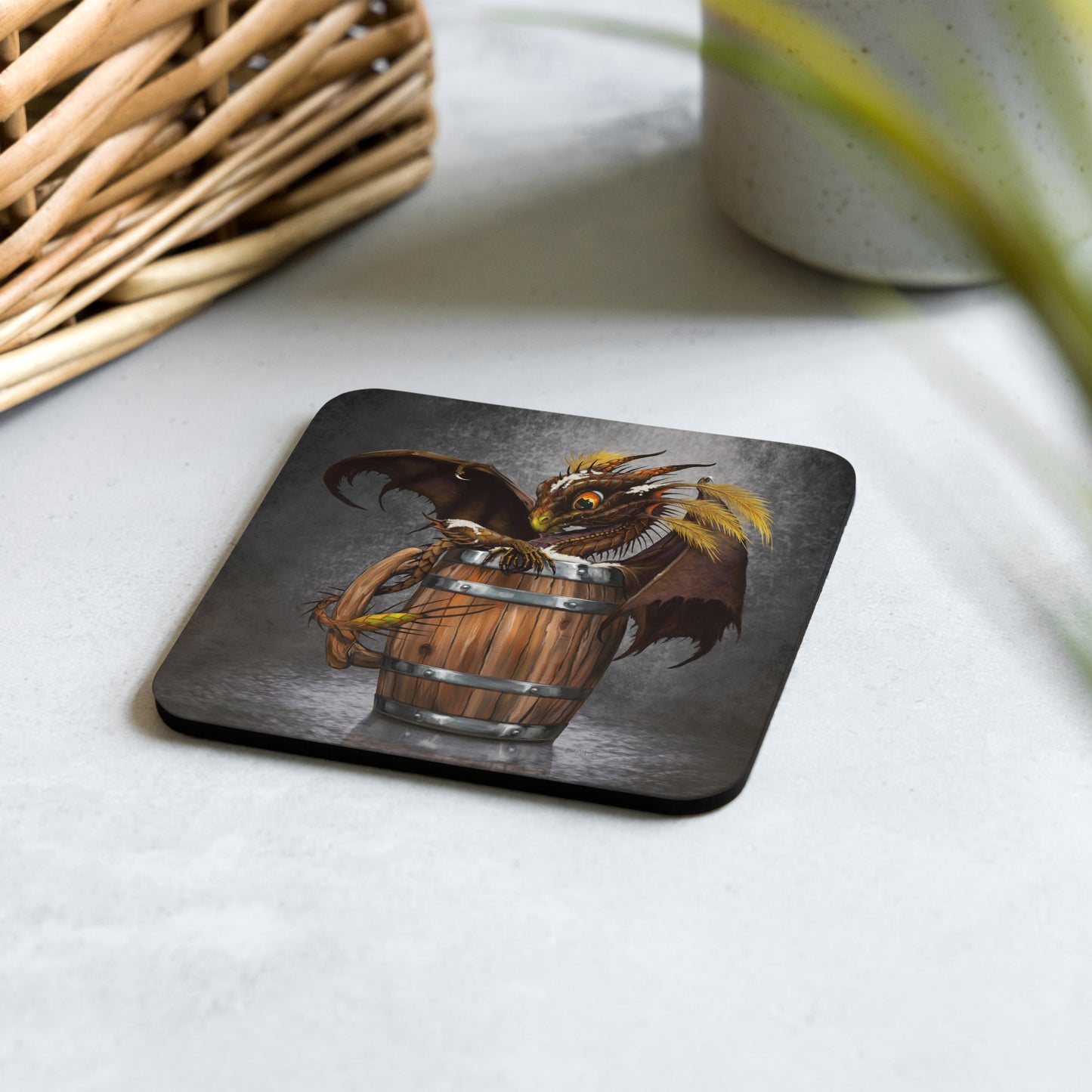 Dark Beer Dragon Cork-back coaster - Free USA Shipping - Buy 4 get 20% off using code coaster4