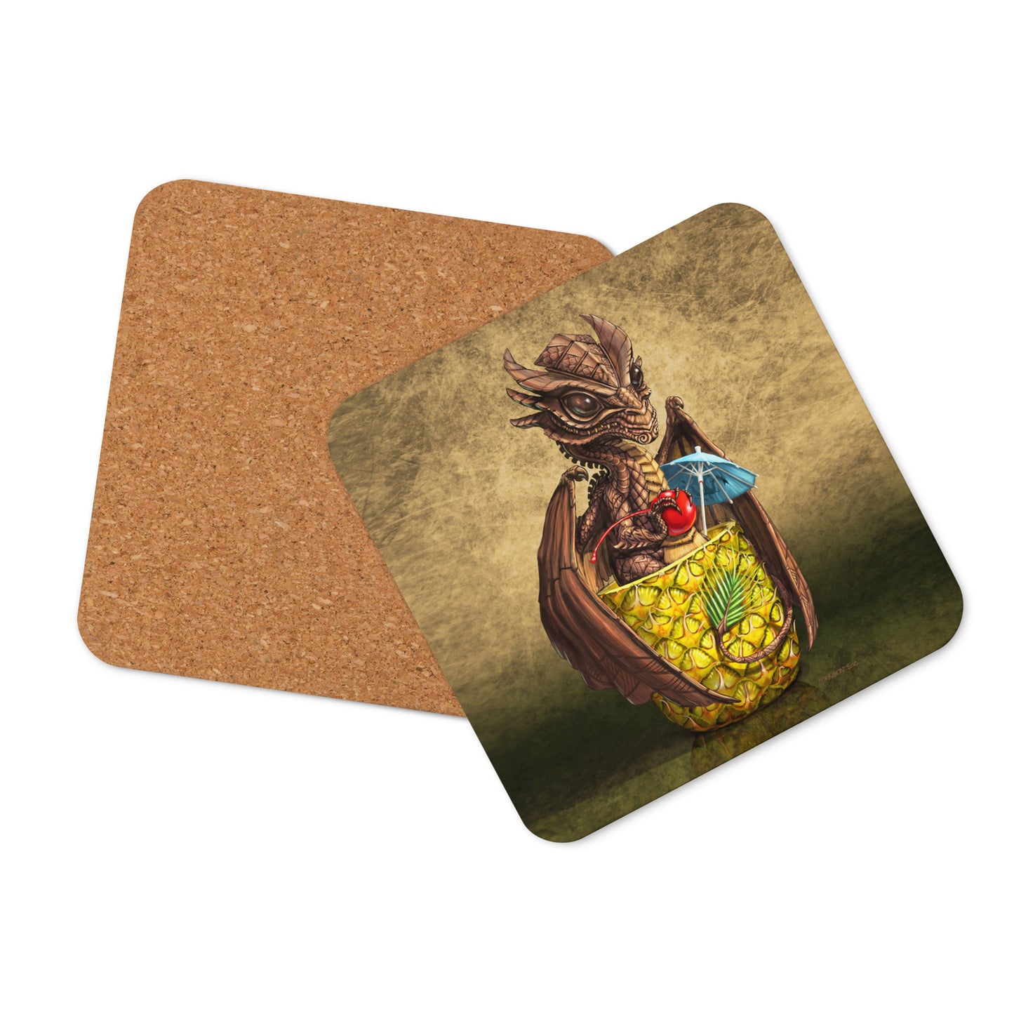 Mai Tai Dragon Cork-back coaster - Free USA Shipping - Buy 4 get 20% off using code coaster4