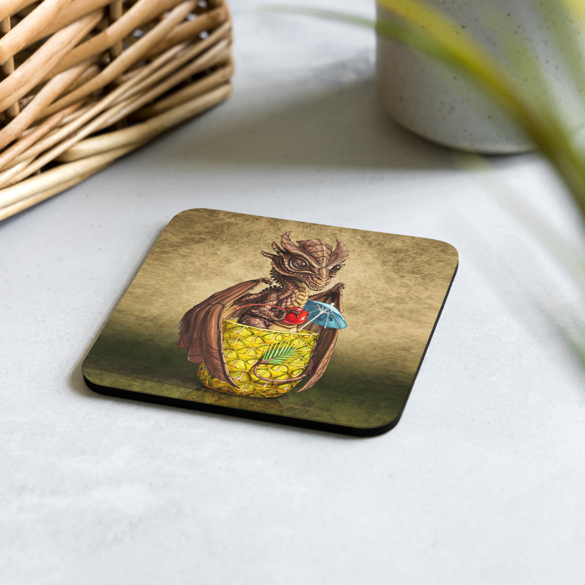 Mai Tai Dragon Cork-back coaster - Free USA Shipping - Buy 4 get 20% off using code coaster4