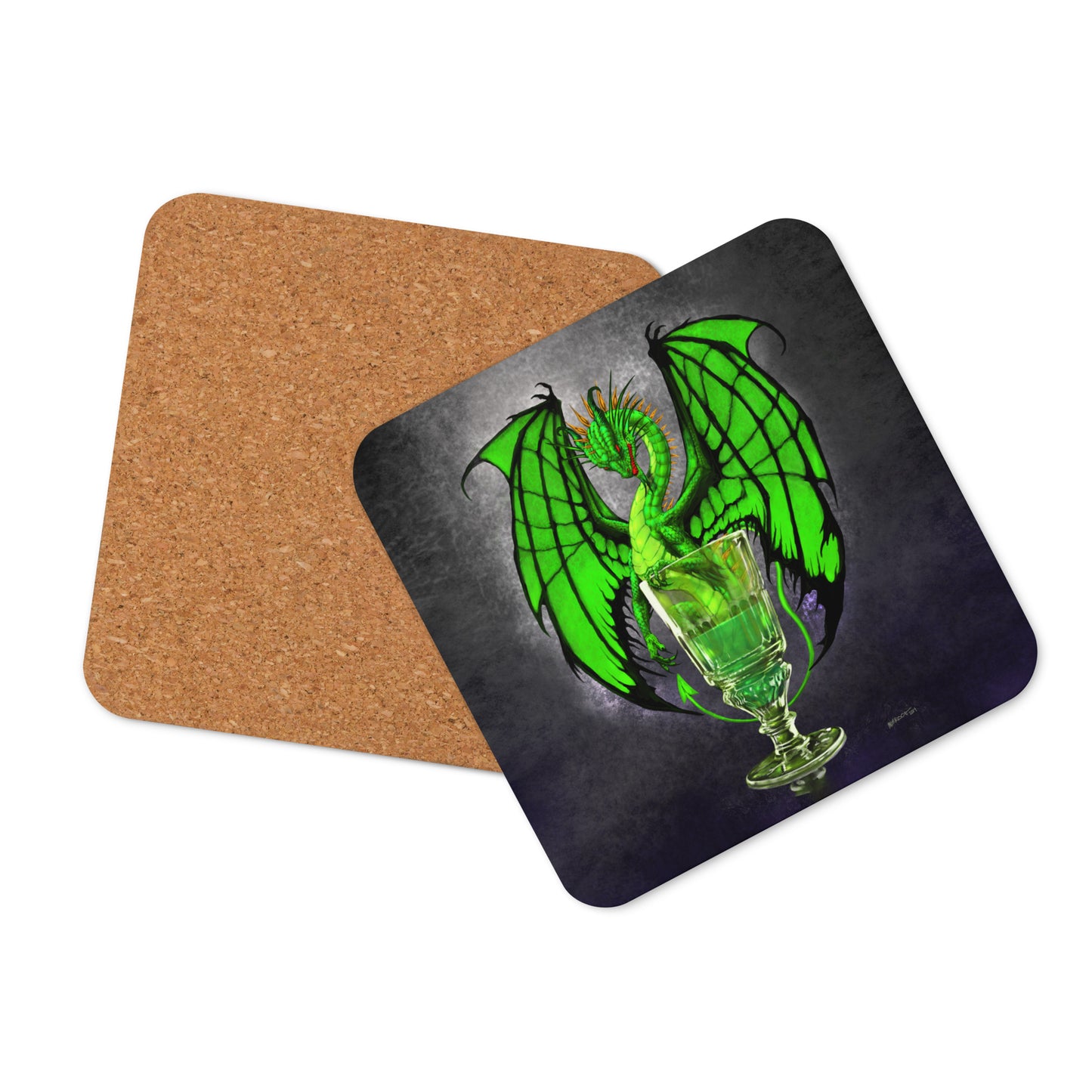 Absinthe Dragon Cork-back coaster - Free USA Shipping - Buy 4 get 20% off using code coaster4