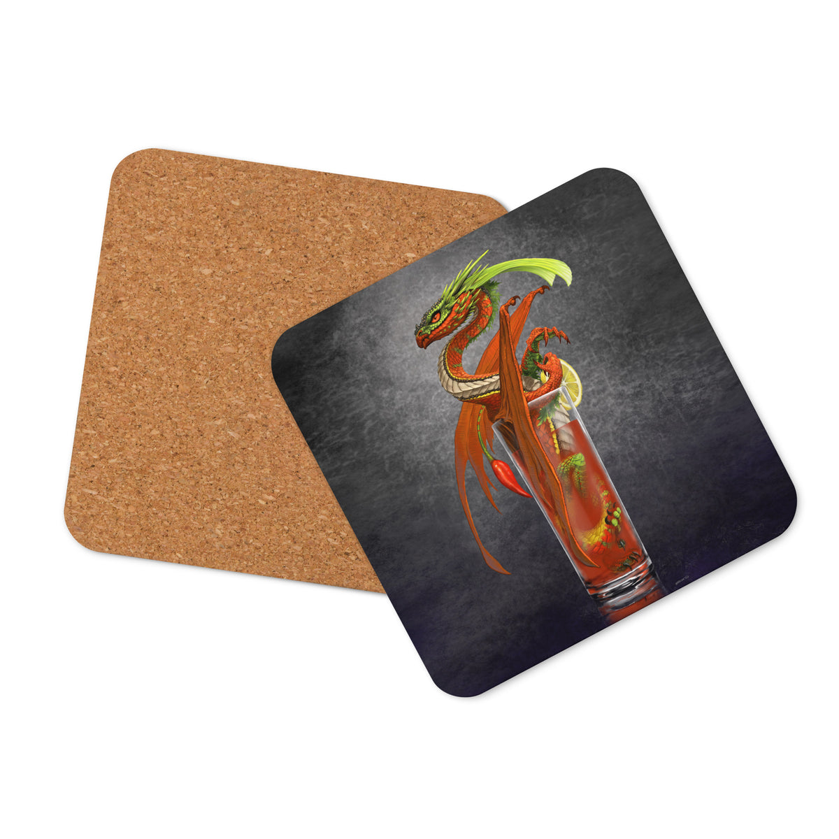 Bloody Mary Dragon Cork-back coaster - Free USA Shipping - Buy 4 get 20% off using code coaster4