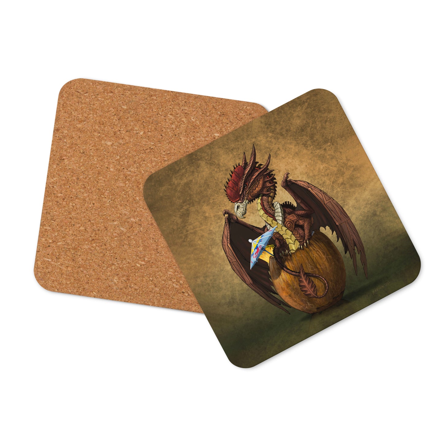 Coco Loco Dragon Cork-back coaster - Free USA Shipping - Buy 4 get 20% off using code coaster4