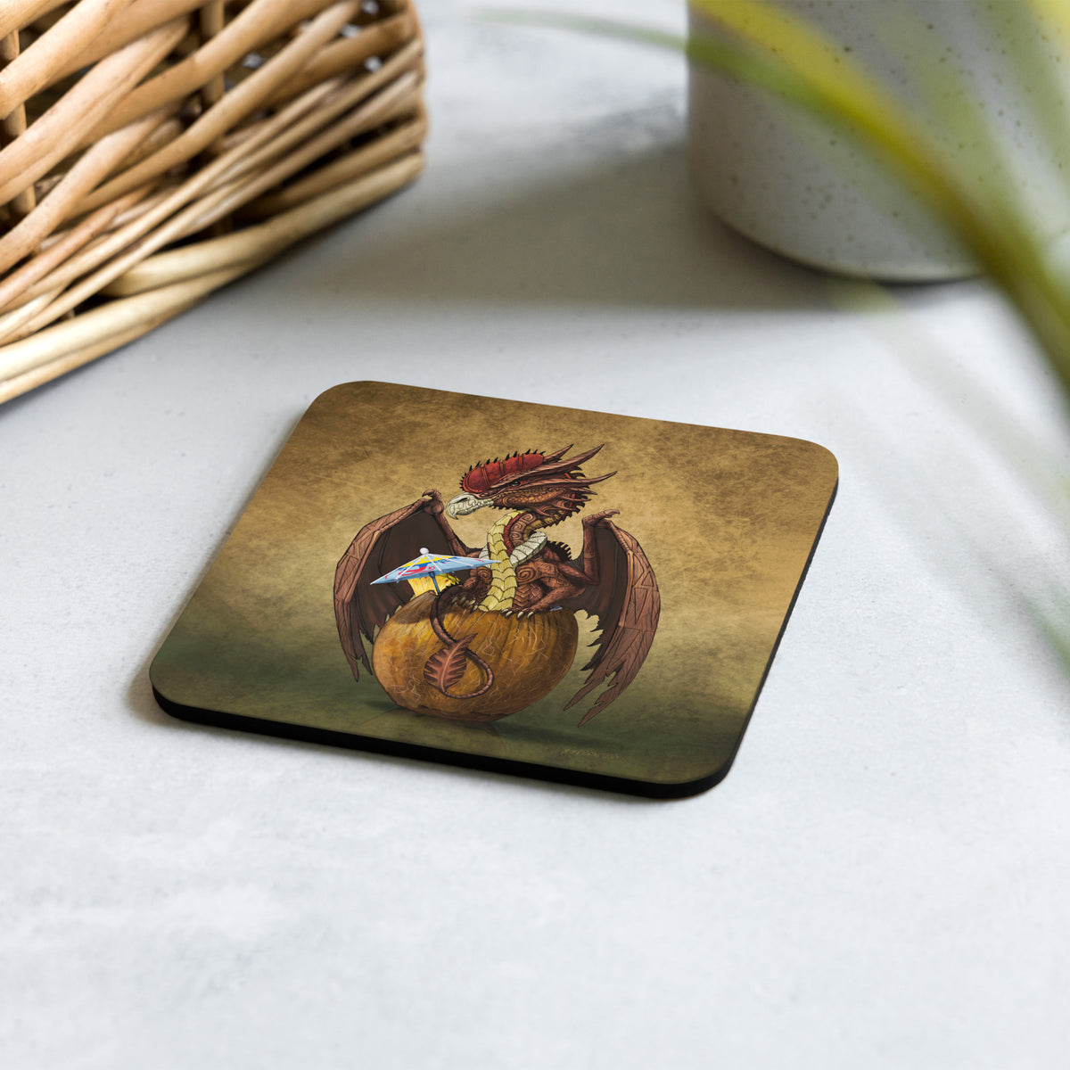 Coco Loco Dragon Cork-back coaster - Free USA Shipping - Buy 4 get 20% off using code coaster4