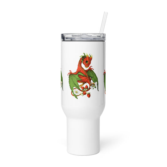 Strawberry Dragon 40oz Travel mug with a handle - Free USA Shipping